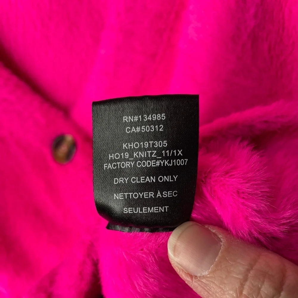 For Love & Lemons Chateau Short Sleeve Cardigan Size Small Hot Pink Fuzzy - Picture 8 of 10